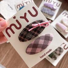 Korean Version Sweet Versatile Fabric Little Style Girl Side Bangs Hair Clip BB Clip Oval Girl Broken Hair Clip Hair Accessory - Nhóm màu cà phê hồng 7 - Xem 2