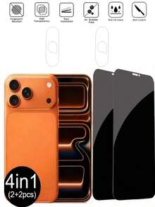 4-In-1 Tempered Glass Privacy Screen Protector (2 Pcs) + Lens Protector (2 Pcs), Anti-Spy, Compatible With IPhone 13/14/15/16/17 Plus Pro Max & 17 Air 16e Series – A Fashionable Phone Accessory With Upgraded Protection. The Perfect Holiday Gift, Screen Privacy, Modern Accessory, Stylish Protector, High-Quality Film, Smooth Surface, Privacy Filter, Gift Buyer, And Tech Enthusiast. - Black - View 12