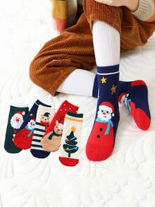 Calcetines de Navidad divertidos y lindos de dibujos animados, calcetines de toalla de invierno roja con diseños navideños para hombres y mujeres
