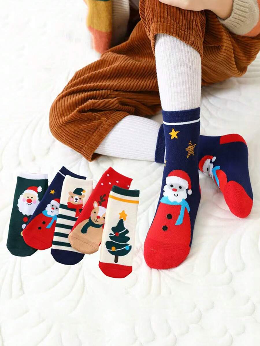 Calcetines de Navidad divertidos y lindos de dibujos animados, calcetines de toalla de invierno roja con diseños navideños para hombres y mujeres