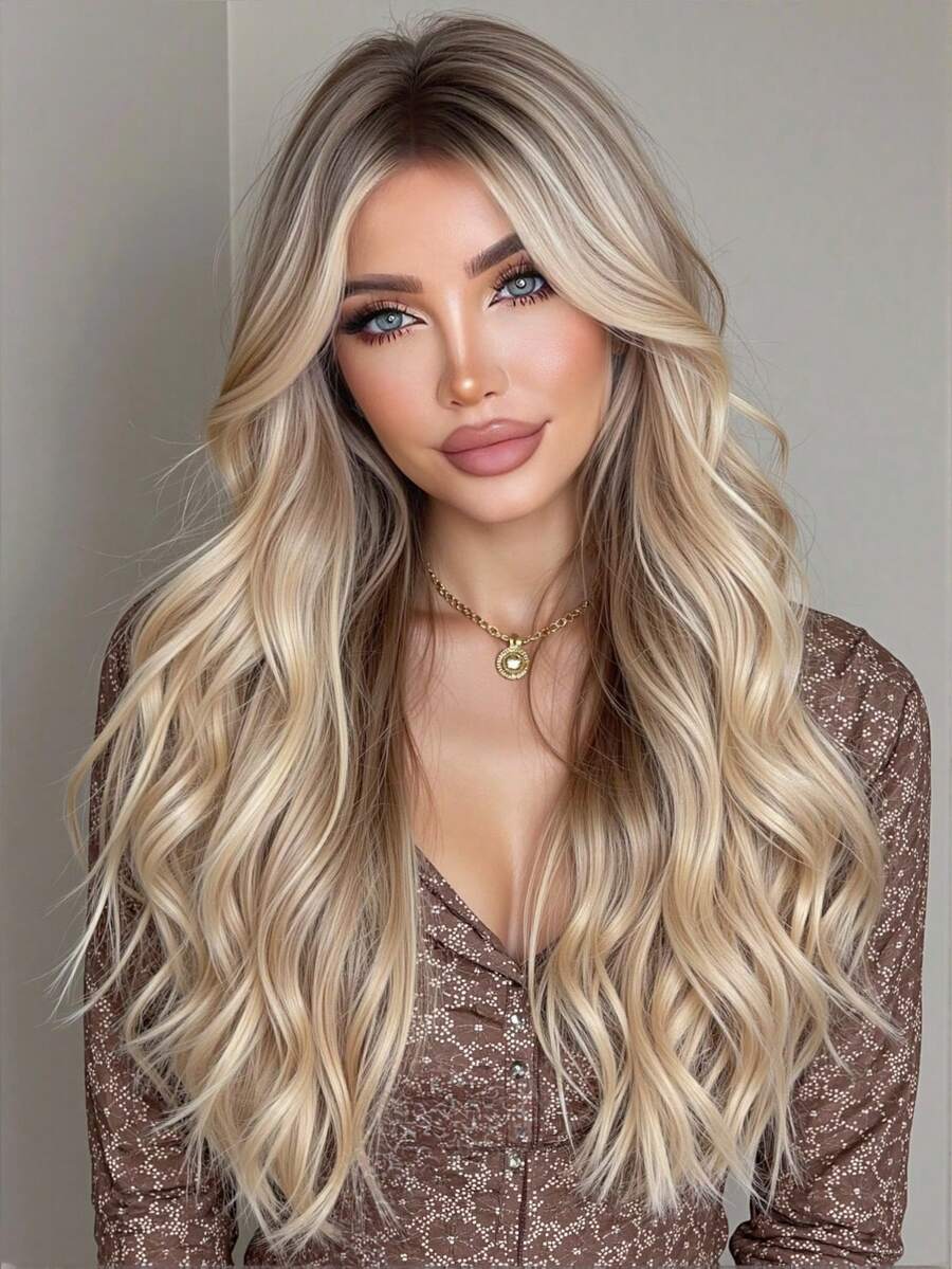 Tóc giả đen dài 24 inch, kiểu gợn sóng, dành cho nữ, tóc giả xoăn đen có mái thưa, kiểu sóng nước, làm từ sợi tổng hợp chịu nhiệt, thích hợp sử dụng hàng ngày và dự tiệc.