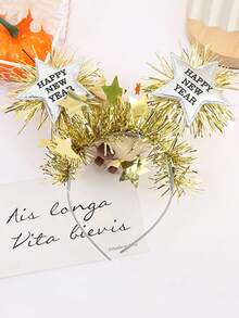 1 pieza Diadema navideña con lentejuelas en forma de pentágono, accesorio para el cabello de fiesta de Año Nuevo que crea ambiente, cinta para el cabello