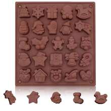 1 件 25 腔圣诞硅胶模具，不粘巧克力果冻蛋糕烘焙模具圣诞树姜饼男士圣诞老人圣诞节圣诞装饰品圣诞睡衣圣诞礼物圣诞装饰 - 彩色 - 查看 9