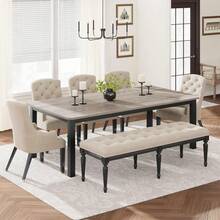 Mesa de Comedor Industrial 78" para 6-8 Personas, Mesa de Cocina de Madera con Estructura Metálica Resistente y Acabado Café Rústico, Ideal para Sala o Comedor - Gris - Ver 4
