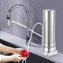 SanBouSi Countertop Filtration System Stainless Steel Countertop Filter Modern Faucet Water Filter Alkaline Water Filter For Home Kitchen Bathroom - Silver - View 2