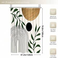 1/3/4 pièces Ensemble de rideau de douche médiéval, tapis de bain, couvre-siège de toilette et tapis de bain. Motif bohème abstrait de feuilles et d'arches. Accessoires modernes, imperméables et résistants à l'usure. Avec 12 crochets. Fabriqué en polyester antidérapant et lavable. Parfait pour la décoration de vacances, la maison, la chambre, le style occidental et Noël.