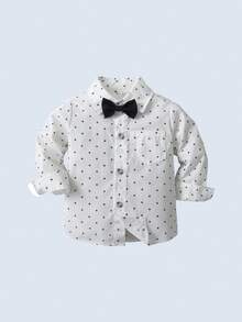 BOARNSEORL 3 件套年轻男孩绅士套装：蝴蝶结长袖衬衫、吊带工装裤和背心，时尚休闲西装，适合生日派对、婚礼、洗礼、节日正式穿着 - 黑色 - 查看 5