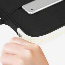 Bolsa de Documentos A4 para Portátil con Cremallera Organizador de Archivos Portátil Impermeableúltiples Bolsillos Carpeta para Viaje Negocios(Negro) - prado verde - Ver 2