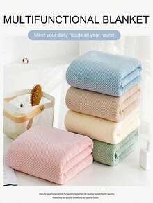 1pc Coral Fleece Thick Striped Bath Towel, 70*140cm, Highly Absorbent And Durable, Suitable For Home Use - Màu be - Xem 6