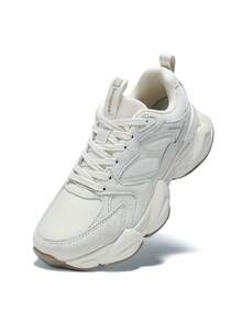 新款女士休闲运动鞋，时尚米色女士休闲运动鞋，轻便跑步鞋，户外旅行运动鞋，男女通用都市运动鞋，时尚反光厚底运动鞋，厚底女鞋，适合秋冬季节穿着 - 米色 - 查看 7