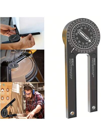 1pc 7-Inch Precision Aluminum Miter Saw Protractor With Laser Etched Scale, Angle Measuring Tool