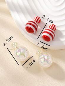 1 Pair Cute Small Ball Front & Back Earrings For Women, Suitable For Holidays, Birthdays, Dates, Parties, Vacations, Daily Wear