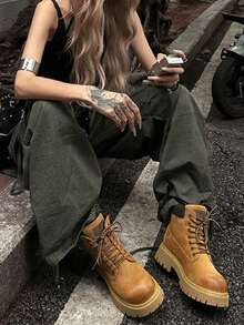 CAMEL CROWN 女士休闲运动鞋，秋冬季大黄靴，经典时尚靴子 - 土黃 - 查看 3