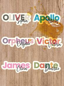 1/3/10pcs Personalized Name Label Stickers, Colorful Cartoon Font Waterproof Text Stickers For Water Bottles And Personal Items - Multicolor - View 6