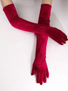 1 Pair Women's Vintage Velvet Long Gloves, Autumn/Winter Warm, Cosplay, Party, Wedding, Formal Event, Ball Accessory Christmas - Multicolor - View 8