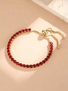 Rhinestone Decor Bracelet - 紅色 - 查看 1