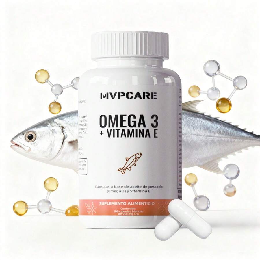 Omega 3 con aceite de pescado azul y mariscos extracto de ajo aporta vitamina E suplemento premium corazón metabolismo antioxidante bienestar salud general - Otros - Ver 1