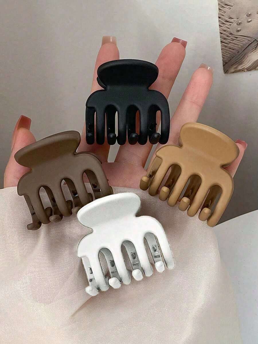 SGIAWETA-4pcs/1pc Medium Women's Black, White, Brown, Khaki 5cm/1.97in Square Lightweight Plastic Hair Claws, Fashion Versatile, Elegant, Minimalist Solid Color Hair Accessories Daily, Casual, Party, Commute, Travel, Care, Makeup, Outfit Matching Y2k Summer Claw Clips Hair Clips Hair Jaw Clip Hair Clamps Hair Clutch Hair Catcher Clip, School Stuff, College Fall Winter Vacation Outfits Woman-Birthdaygift - 多色 8 - 查看 1