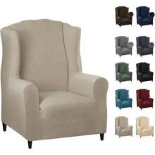 MAXIJIN Wingback Chair Covers 1 Piece Stretch Wing Chair Covers Soft Thick Wingback Armchair Slipcover Non-Slip High Back Furniture Protector Washable, Dark Coffee