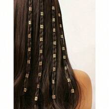 60pcs Gold Dreadlock Beads, Punk Street Hip Hop Festival Women Hair Accessories, Braided Hair Clips, Dreadlock Decorations, Halloween Costume Hair Accessories - 金色 - 查看 3