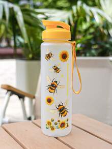 1 件 1000ml/32oz 可爱蜜蜂、卡通龙、羊驼图案运动水瓶 - 便携式翻盖设计带手柄带,适合日常通勤、户外活动、露营、跑步、健身、旅行和节日礼物 - 彩色 - 查看 9