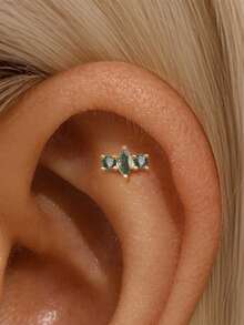 1 件装小巧天然苔藓玛瑙平背耳钉 925 纯银螺丝耳钉耳钉耳钉耳屏软骨穿孔珠宝女士礼物