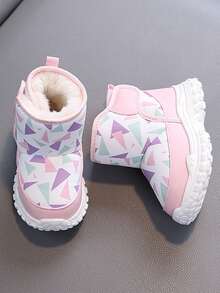 冬季新款户外运动雪地靴，适合 3-6 岁儿童，白色鞋底搭配粉色中筒鞋面，防滑加厚保暖内衬防水保暖靴，帮助小朋友们探索冬季的乐趣。 - 粉色 - 查看 4