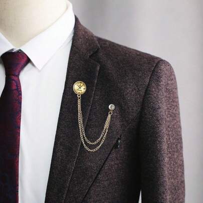 Retro Uhr Brosche, neuer koreanischer Stil Metall Accessoire Unisex Anzug Revers Blume Anzug Kette Revers Pin