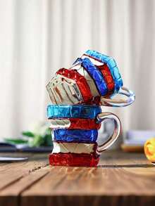 1个3D立体书形玻璃咖啡杯，分层书本设计玻璃杯，适用于咖啡、茶、牛奶和热饮，艺术文学设计，是读者、作家和爱书人士的理想之选，独特的创意桌面杯，适用于办公室、家庭、书房和图书馆，透明耐热玻璃咖啡杯带把手，是送给书虫、学生和教师的完美礼物。 - 彩色 - 查看 8