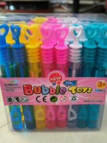 48pcs Juguete de Burbujas con Tubo de Ensayo,Bastón de Burbujas Científico Creativo Set de DIY para Niños con Líquido para Burbujas,Bastón Interactivo para Juegos al Aire Libre - Multicolor - Ver 3