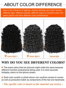 18-Inch Curly Synthetic Wig With Bangs, Fluffy Natural Looking Cosplay Wig, Heat Resistant - Black - View 9