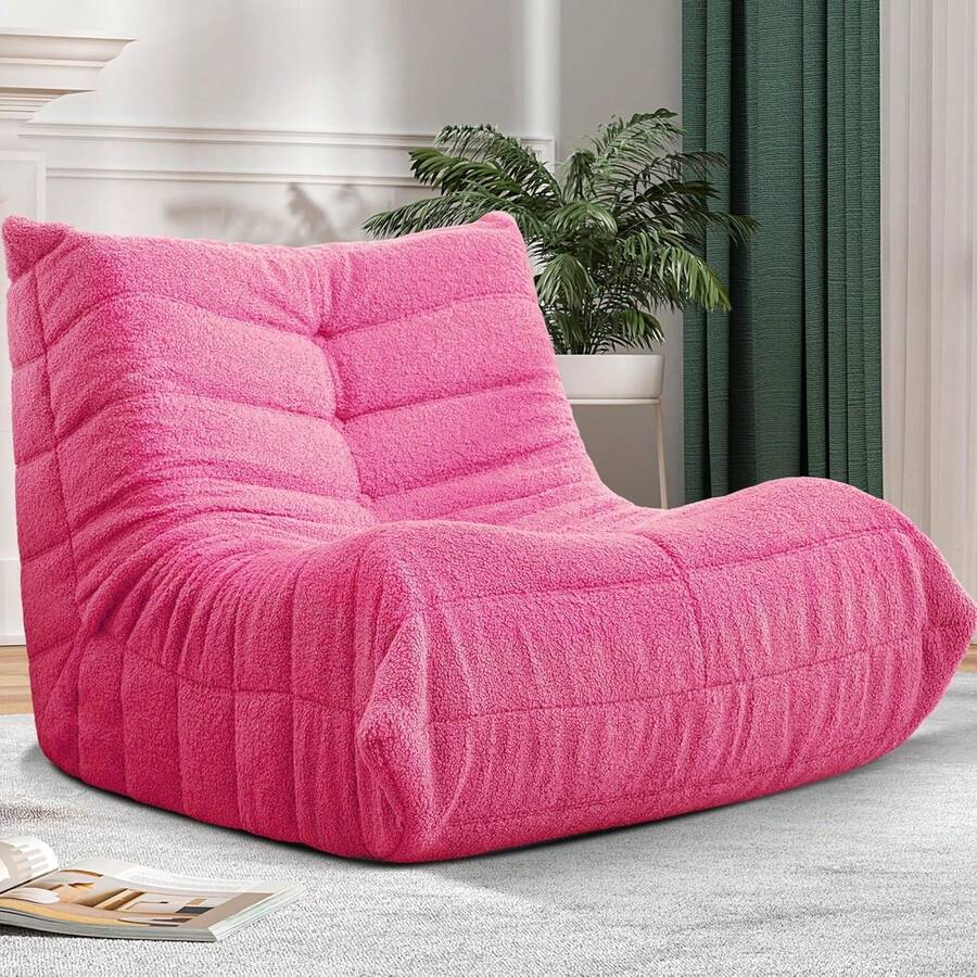 Bean Bag Chair Big Sofa Beanbag Chair For Adults Fireside Chair Bean Bag Lounger With Memory Foam Filled For Home,Apartment Or Gaming Venue(DarkPink Teddy),23856596 - 粉色 - 查看 1