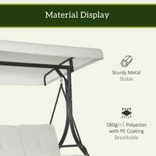 Outsunny 3 Seater Patio Swing Chair Convertible Cushioned Porch Swing Bed Outdoor Swing With Canopy Cream White - Beige - View 7
