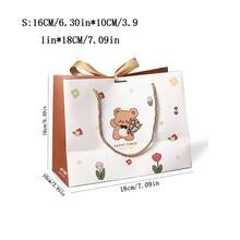 1 个熊形设计礼品袋，用于包装食品、糖果、烘焙食品、带丝带的礼品包装