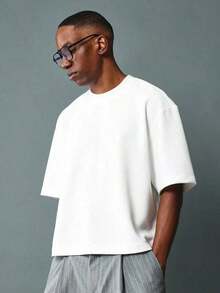 Short-Sleeved Jersey T-Shirt With A Loose, Casual Fit, Cropped Style, Modern And Minimalist Streetwear, An Essential For All Seasons - Comfortable Retro Cotton T-Shirt - K91 - trắng - Xem 12