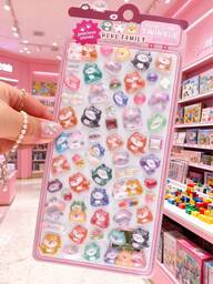 無邪気な、無地の質感、クリスタルクリアの型押しデザイン、かわいい動物柄素材の子供向けカートゥーン防水ステッカー、携帯ケース装飾ステッカー、6歳以上におすすめ