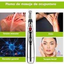 PLUMA DE ACUPUNTURA ELECTRICA MASAJE 1 PIEZA pluma de acupuntura electrica masaje 1 pieza dispositivo portatil para estimulo acupuntural alivio muscular terapia puntual ergonomico baterias incluidas uso en casa y consultorio instrucciones seguras - Plateado - Ver 3
