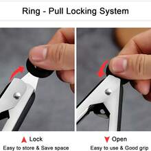 12 英寸 304 不锈钢和硅胶厨房烹饪钳，坚固的烧烤拉丝锁定食物钳，符合人体工程学的握把，黑色 - 黑色 - 查看 10