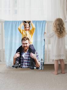 1pc Customizable Photo Blanket, Family Blanket, Photo Blanket, 9-Grid Pattern, Memorial Blanket. Suitable As A Gift For Girls, Boys, Adults, Valentine's Day, Lightweight, Baby Blanket, Personalized Throw Blanket, Personalized Photo Blanket, Personalized Throw Blanket, Personalized Baby Blanket, Newborn Blanket - Multicolor - View 3