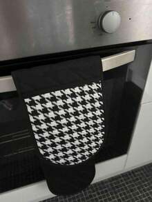 1pc Heat Resistant Oven Mitts, Thickened Double-Sided Pot Holder For Microwave, Baking, Cooking - Multicolor - View 4