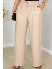 DUNA Fabric Pants With Lining, Pocket And Elastic Waist - Beis - Ver 2