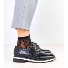 Black Embossed Square-Toe Loafers Kerawa - Black - View 4