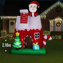 Casa Papai Noel Inflavel 2,10 Metros Decoração Natal Gigante - Vermelho - Visão 7