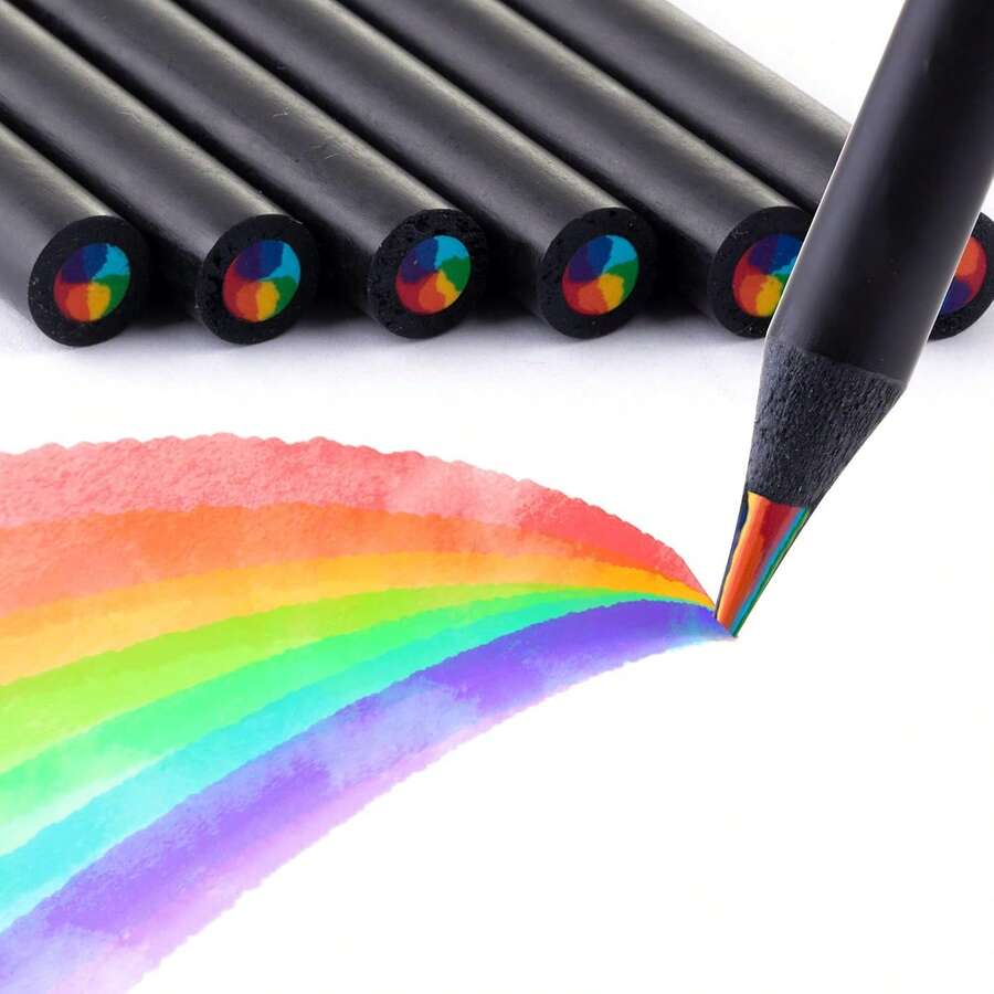 Set De 8 Lápices De Colores Arcoíris – Minas Suaves Y Resistentes Para Dibujos Con Efecto Degradado – Regalo Creativo Para Niños De 5 A 12 Años