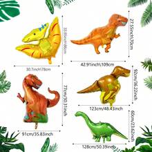 Bộ 5 quả bóng bay lá kim khủng long khổng lồ, bóng bay màng polyester lá kim khủng long, đồ trang trí tiệc sinh nhật khủng long dễ thương khổng lồ, thích hợp trang trí theo chủ đề khủng long rừng rậm cho bé trai - Nhiều màu - Xem 2