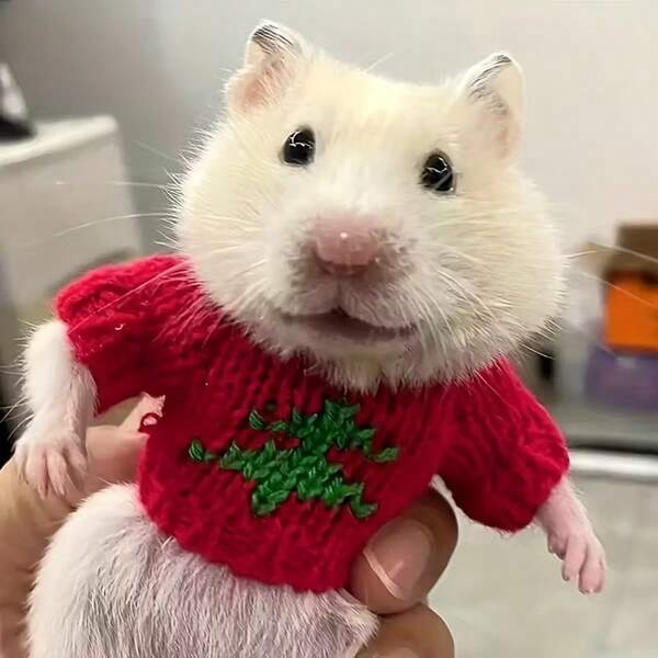 1pc Christmas Guinea Pig Sweater, Ferret Knitted Clothes, Small Animal Winter Warm Outfit (Christmas)