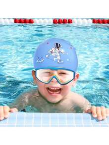 Gafas de Natación Juveniles, Antivaho 400, Lentes Grandes Ajustables para Niños y Adolescentes, Silicona Suave Impermeable, Para uso en interiores y exteriores - Azul - Ver 9