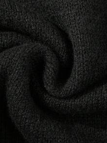 Men's Solid Color Half-Zip Dropped Shoulder Loose Casual Sweater, Long Sleeve Top - Black - View 8