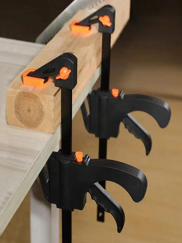 2 piezas Abrazadera de carpintería ajustable negra de 4 pulgadas tipo F con liberación de trinquete de agarre rápido, de uso pesado para trabajos en madera y metal