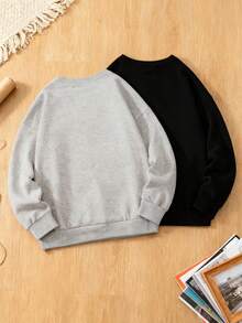 Warner Bros Felpa da uomo in cotone con spalle scese, modello con fantasia avventurosa al chiaro di luna, tessuto spesso casual per autunno e inverno, felpa oversize ampia e calda in pile spesso, adatta per il freddo, set da due pezzi nero e grigio